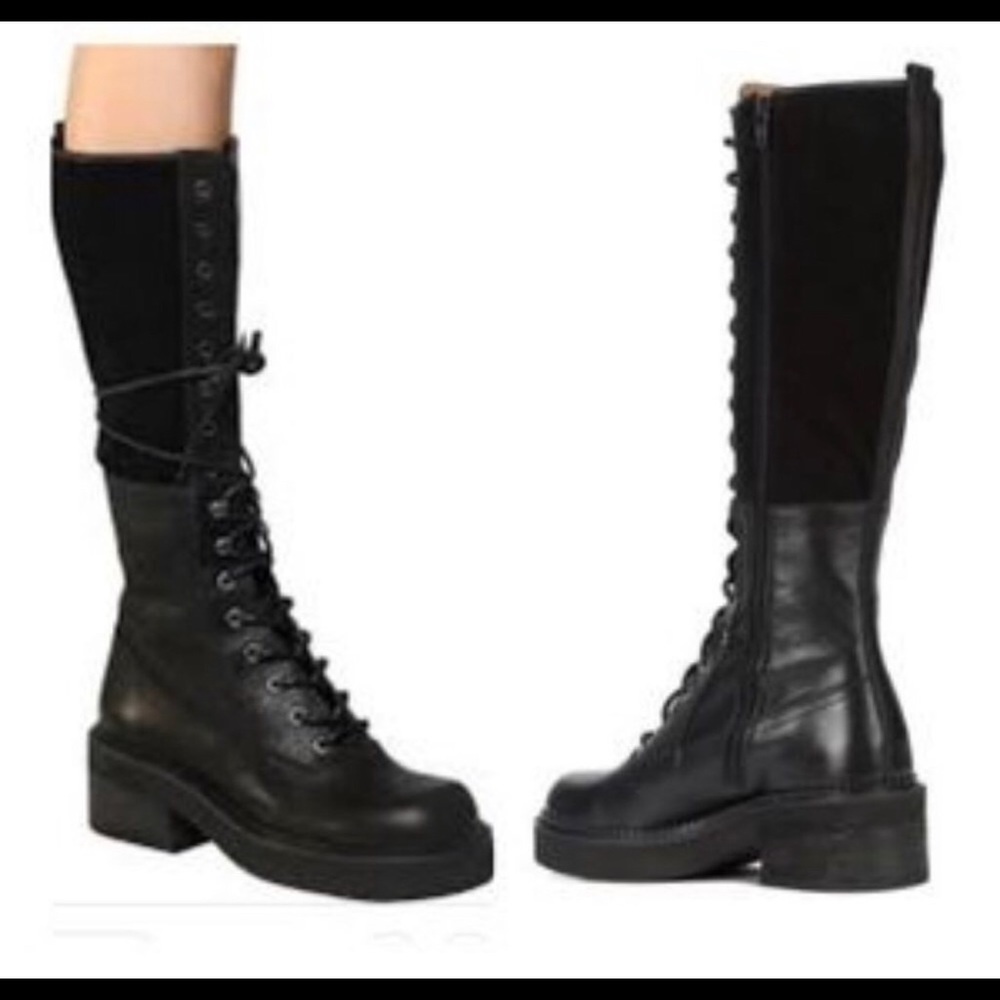 See By Chloe Katerina Leather Combat Boots